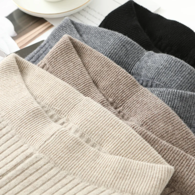 LONGMING Sweatpants 100% Merino Wool Knitted Pants Leggings Women's Clothes Autumn Winter Trousers Vintage Long Pants Female Y2K