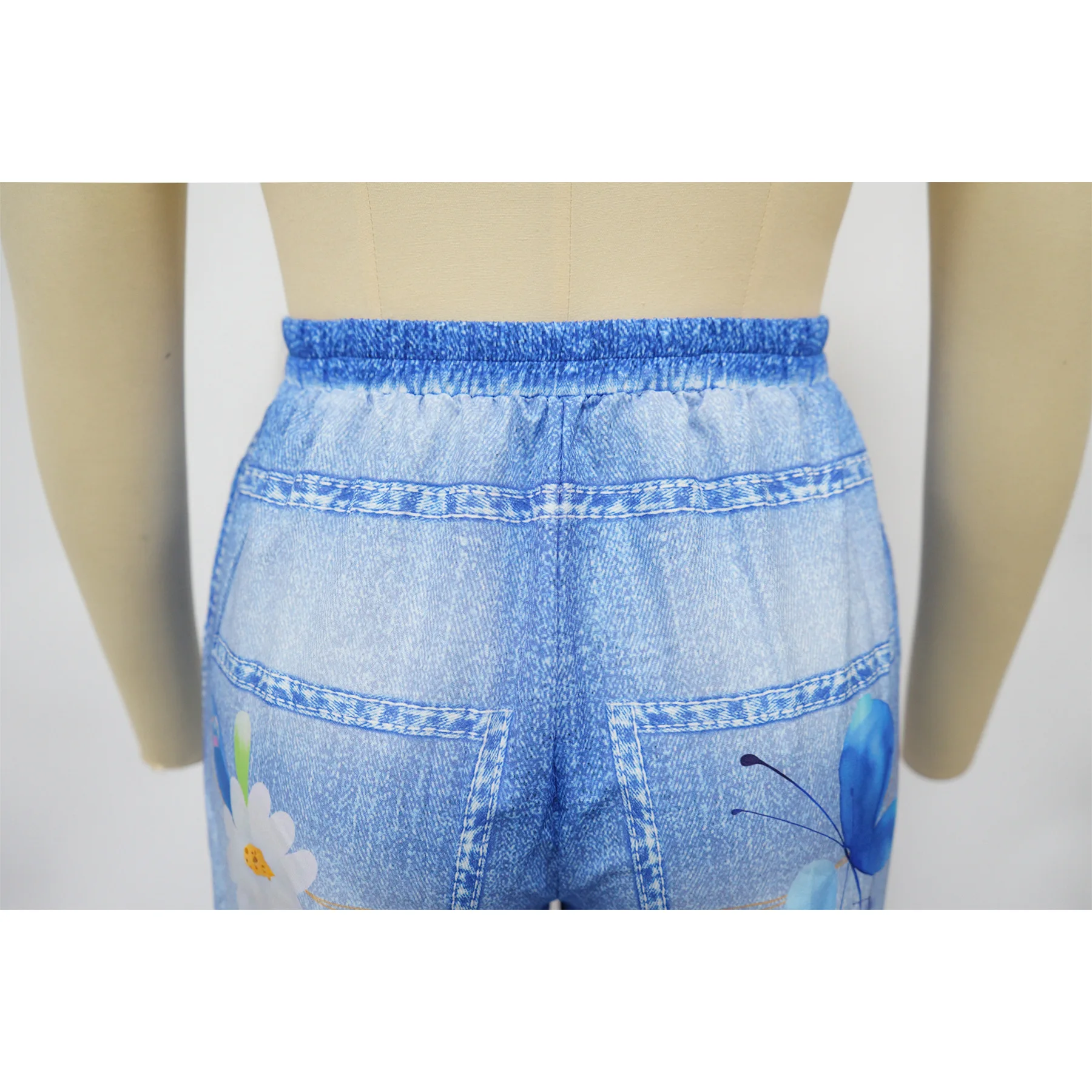 CM.YAYA Fashion Women Fake Denim 3D floral Print Loose Wide Leg Jogger Pants 2025 Streetwear  Active Hip Hop Sweatpants Trousers