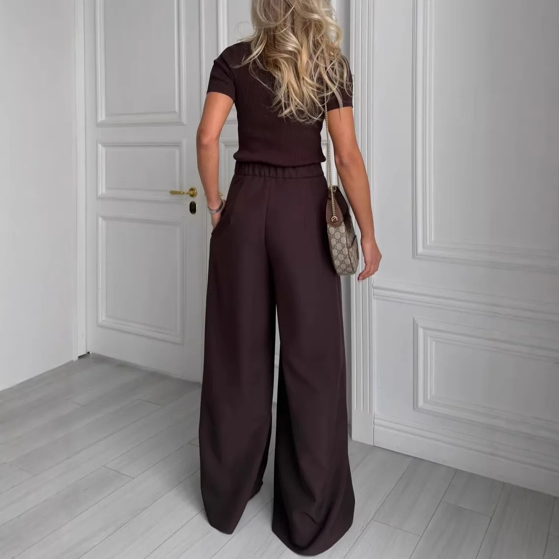 Women Wide Leg Suit Pants Stretch High Waist Straight Floor Length Vintage Draped Trousers Spring Summer 2026 Office Lady
