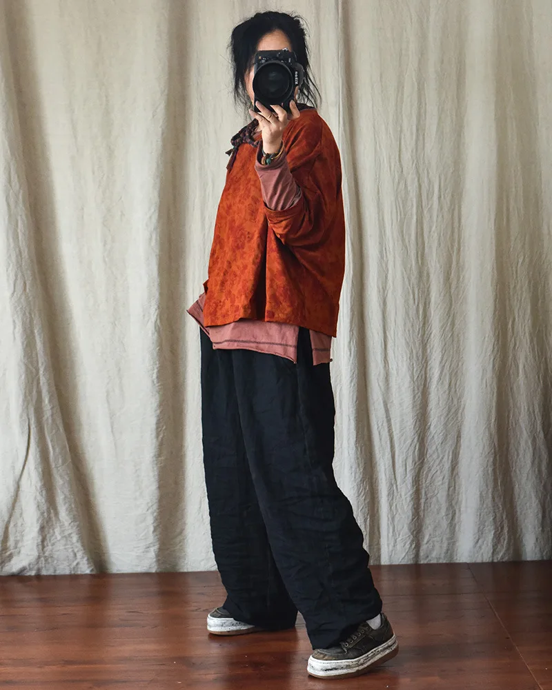 100% Linen Women Casual Trouses New Arrival 2025 Spring Vintage Style Plain Color Loose Female Cotton Linen Harem Pants M733