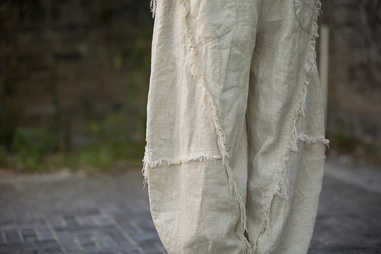 High Quality Cotton Linen Harem Pants Women New Arrival 2024 Autumn Vintage Style Solid Color Loose Female Casual Trousers M061
