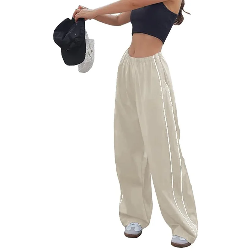 New Y2K Women Vintage Baggy Cargo Pants Women Drawstring Elastic Low Waist Parachute Pants Sweatpants Loose Hippie Pant Trousers