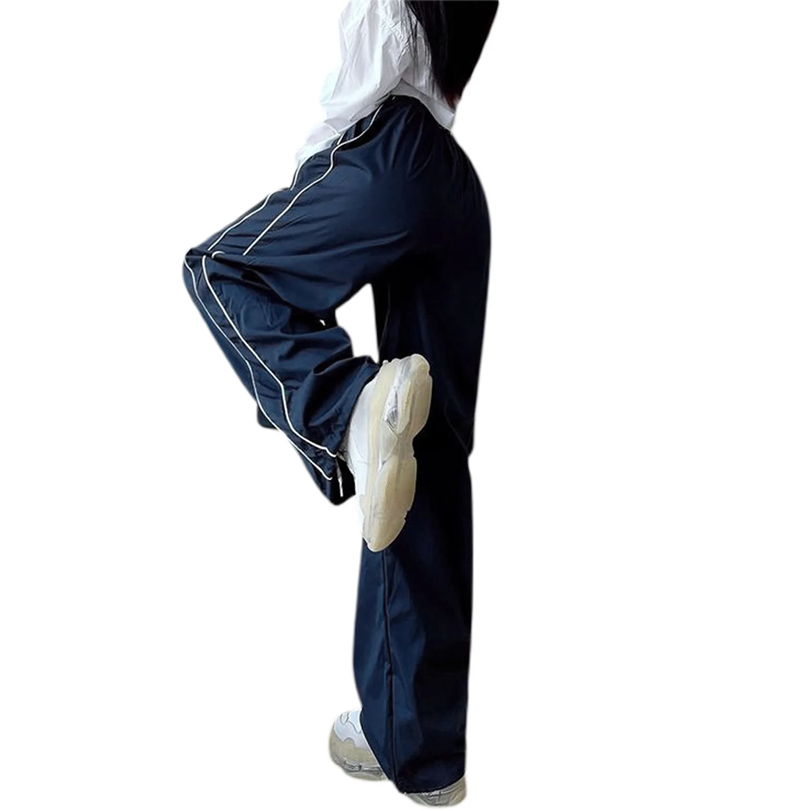 New Y2K Women Vintage Baggy Cargo Pants Women Drawstring Elastic Low Waist Parachute Pants Sweatpants Loose Hippie Pant Trousers