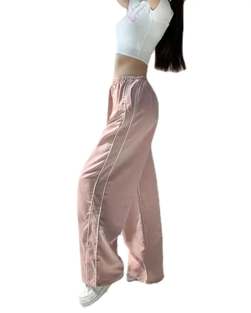 New Y2K Women Vintage Baggy Cargo Pants Women Drawstring Elastic Low Waist Parachute Pants Sweatpants Loose Hippie Pant Trousers