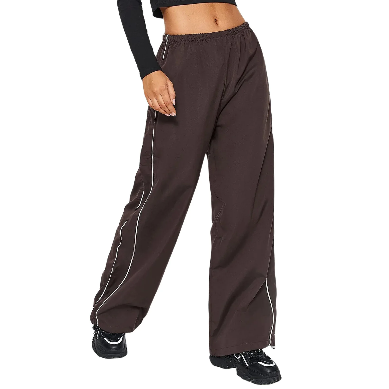 New Y2K Women Vintage Baggy Cargo Pants Women Drawstring Elastic Low Waist Parachute Pants Sweatpants Loose Hippie Pant Trousers