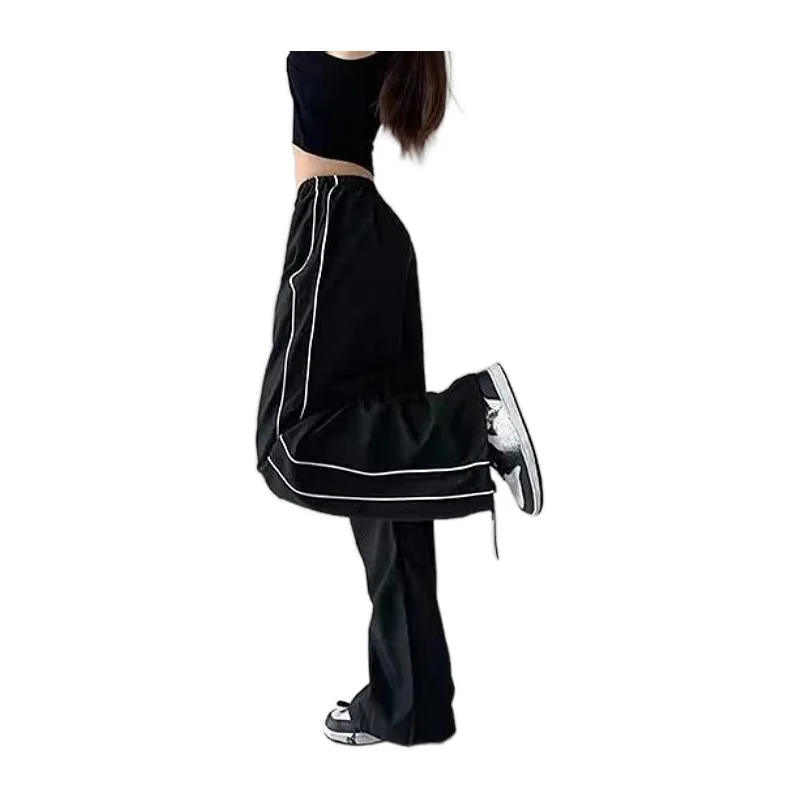 New Y2K Women Vintage Baggy Cargo Pants Women Drawstring Elastic Low Waist Parachute Pants Sweatpants Loose Hippie Pant Trousers