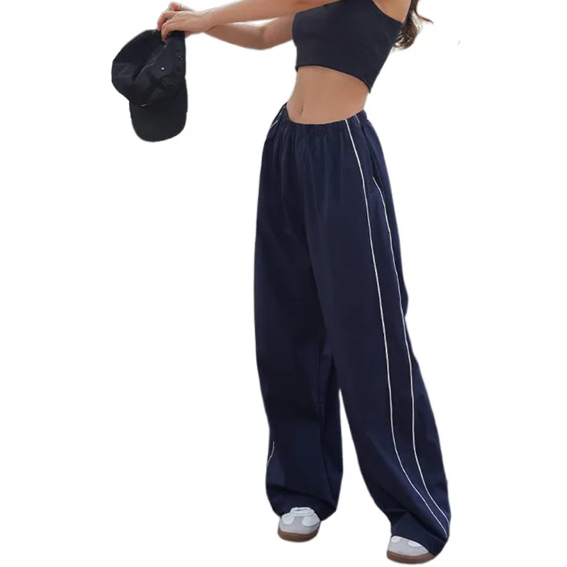 New Y2K Women Vintage Baggy Cargo Pants Women Drawstring Elastic Low Waist Parachute Pants Sweatpants Loose Hippie Pant Trousers