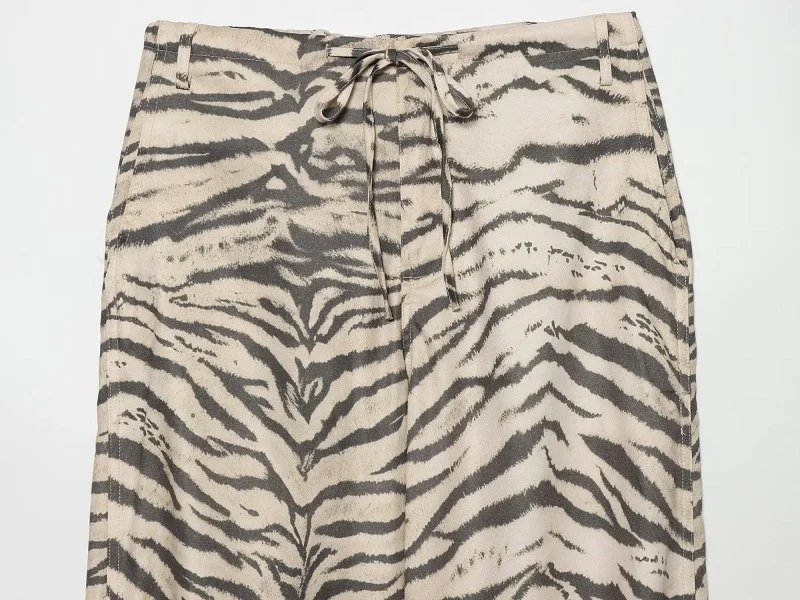 MUJER Animal Print Wide Pants Woman Summer Mid Waist Trousers Womens Holiday Baggy Pants Woman Casual Sports Pants for Women