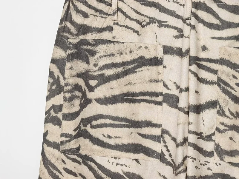 MUJER Animal Print Wide Pants Woman Summer Mid Waist Trousers Womens Holiday Baggy Pants Woman Casual Sports Pants for Women