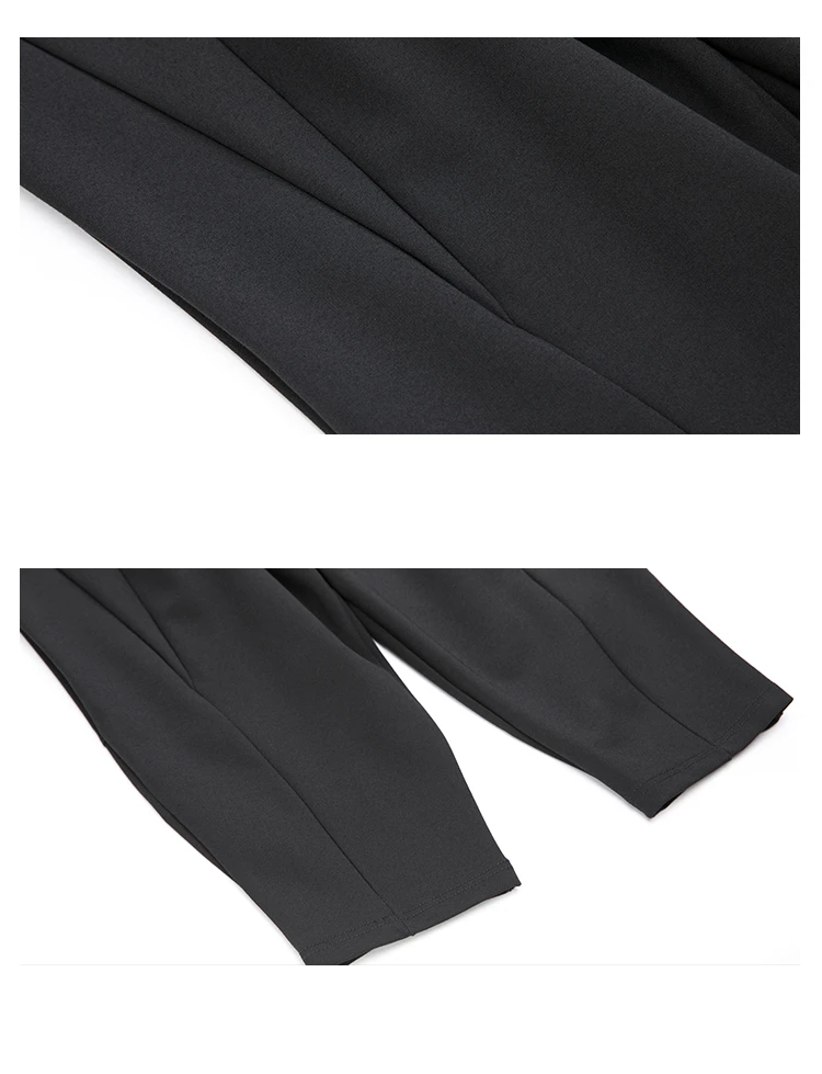 Pleated Loose Harem Pants Women New 2025 Autumn spring  Elastic Waist Black Pocket Fashion All Match Casual womenTrousers