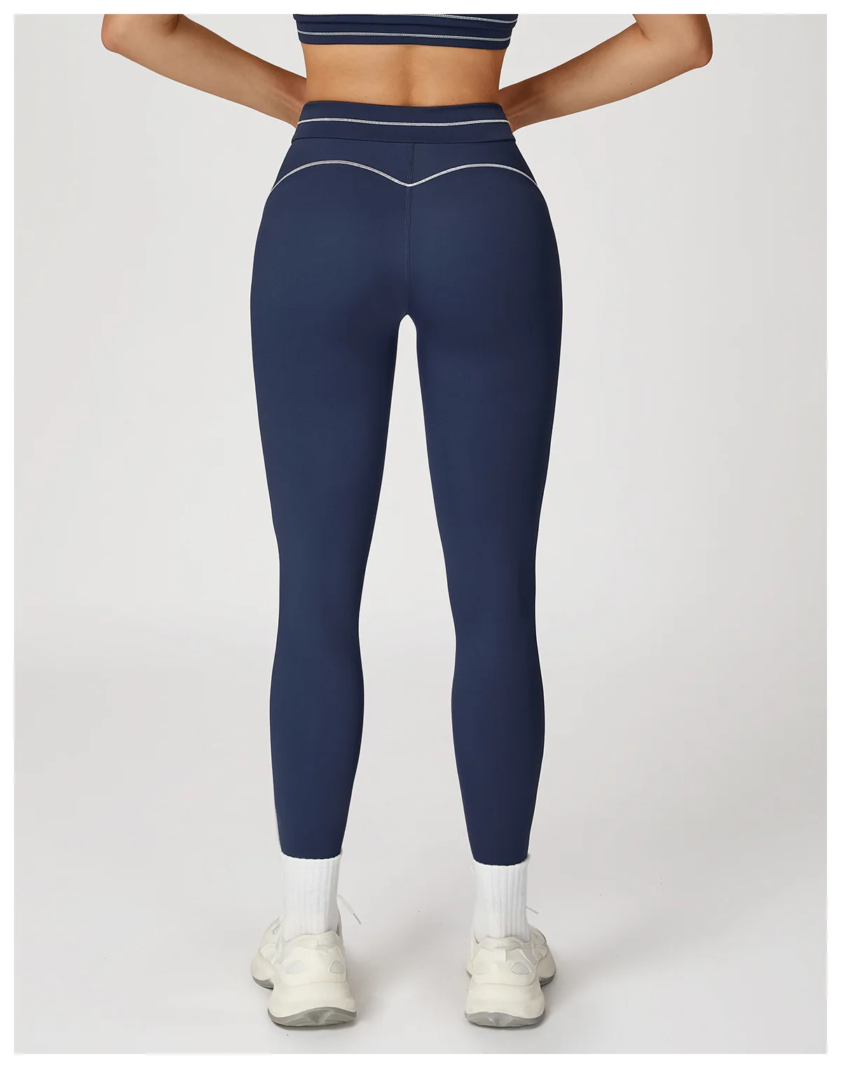 Customized LOGO women's new contrasting color yoga pants folded high waist tight outdoor running sports fitness trousers