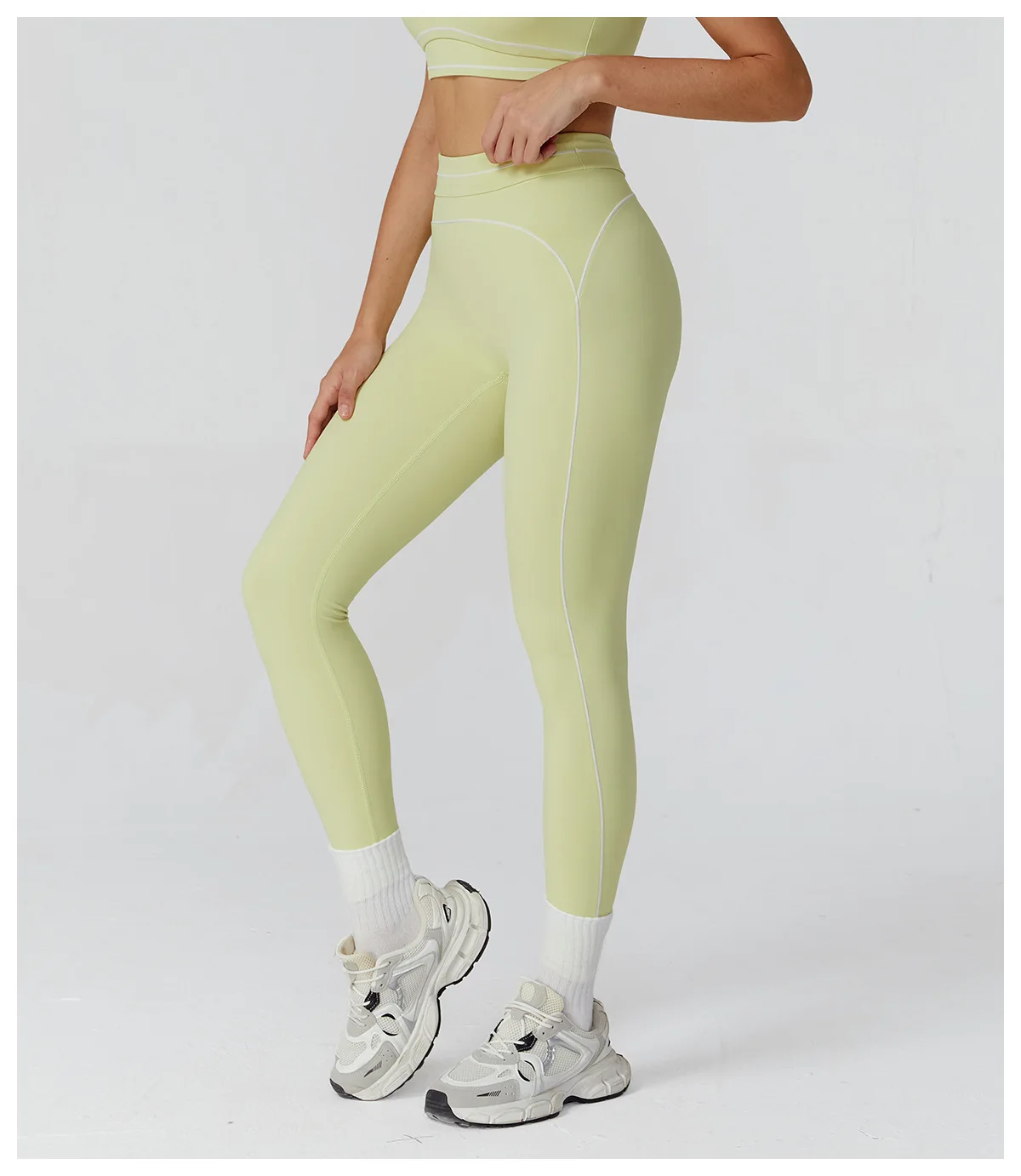 Customized LOGO women's new contrasting color yoga pants folded high waist tight outdoor running sports fitness trousers