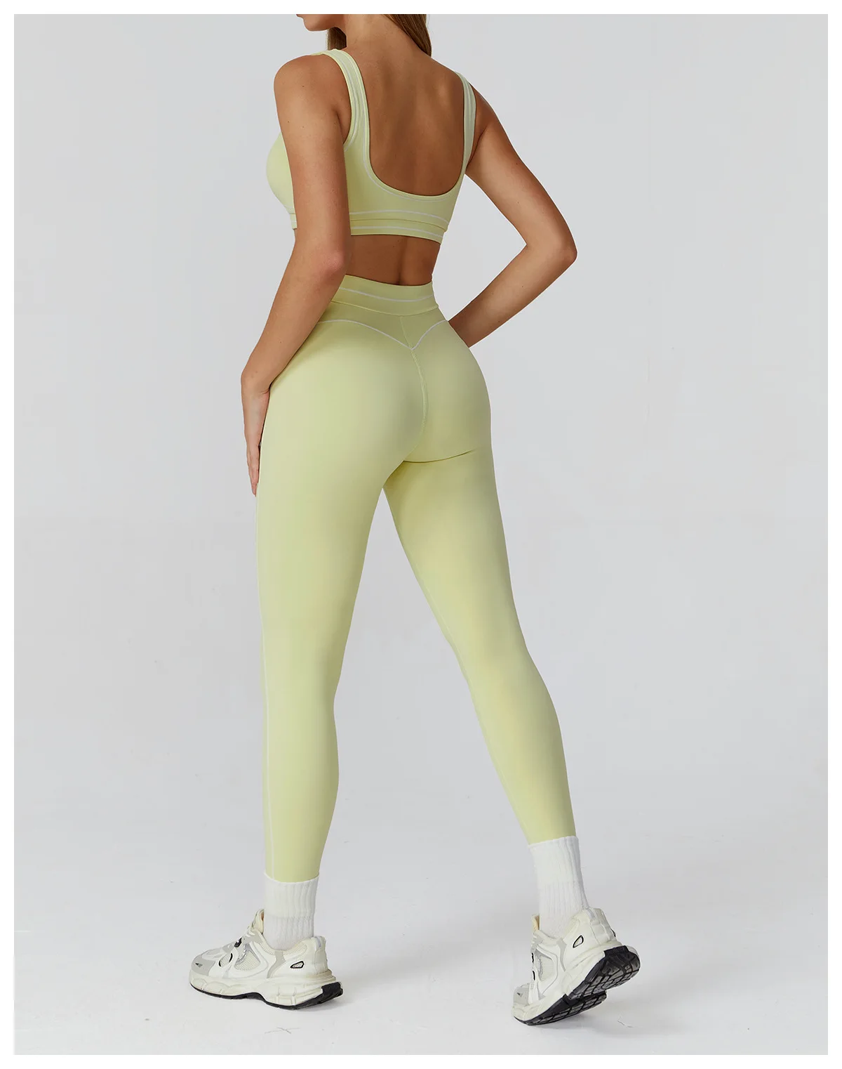 Customized LOGO women's new contrasting color yoga pants folded high waist tight outdoor running sports fitness trousers