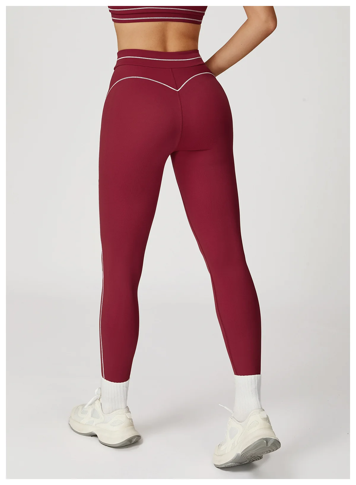 Customized LOGO women's new contrasting color yoga pants folded high waist tight outdoor running sports fitness trousers