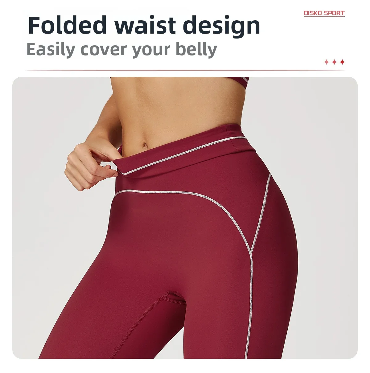 Customized LOGO women's new contrasting color yoga pants folded high waist tight outdoor running sports fitness trousers