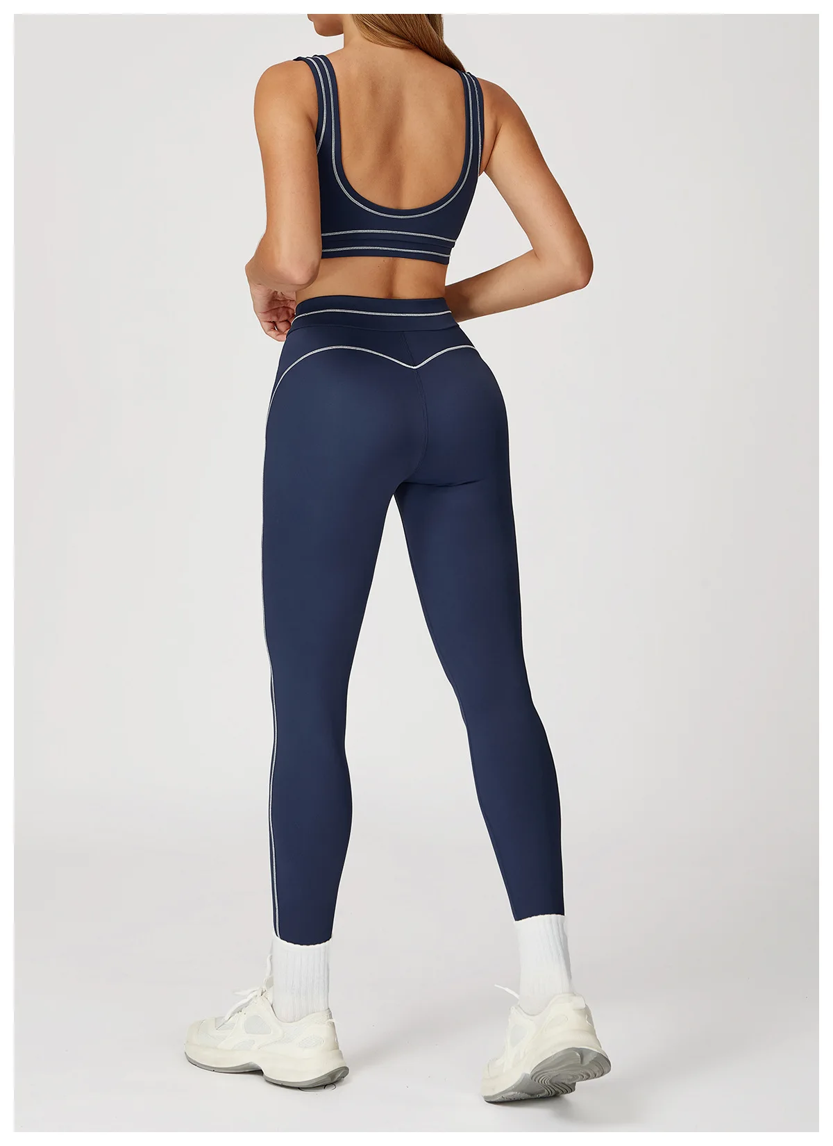 Customized LOGO women's new contrasting color yoga pants folded high waist tight outdoor running sports fitness trousers