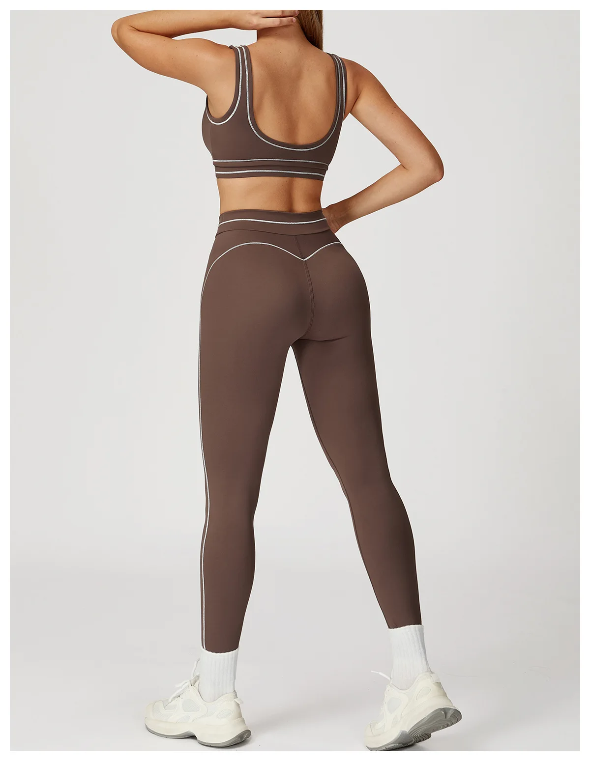 Customized LOGO women's new contrasting color yoga pants folded high waist tight outdoor running sports fitness trousers