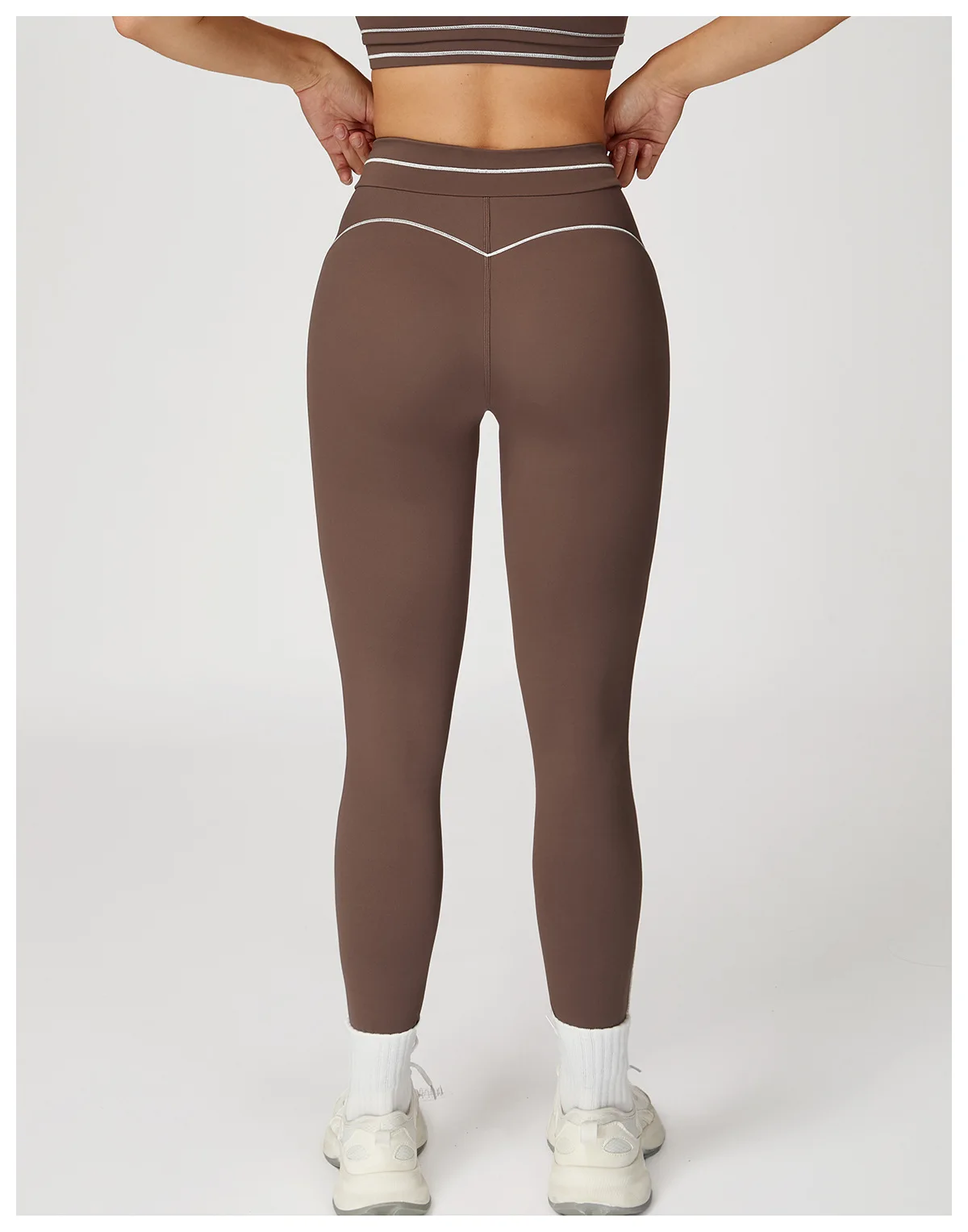 Customized LOGO women's new contrasting color yoga pants folded high waist tight outdoor running sports fitness trousers