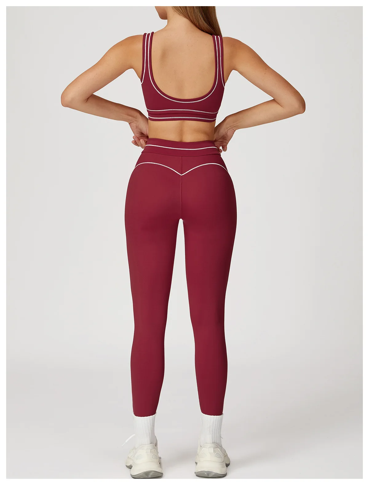 Customized LOGO women's new contrasting color yoga pants folded high waist tight outdoor running sports fitness trousers