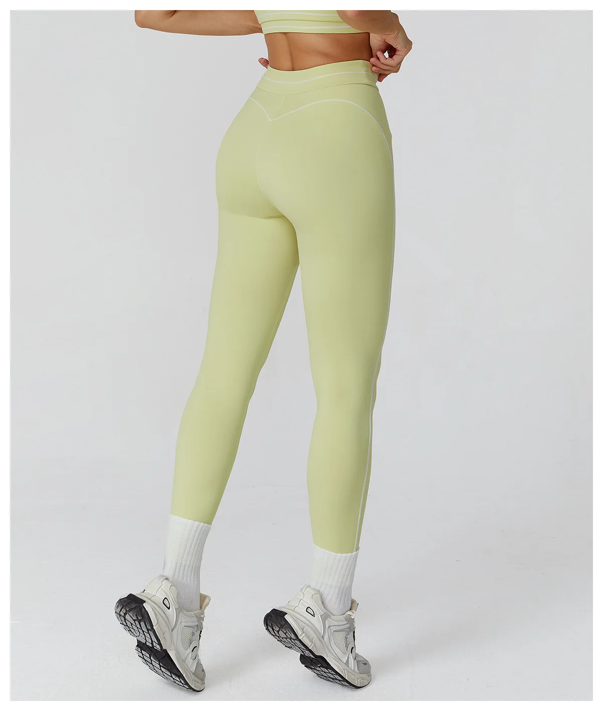Customized LOGO women's new contrasting color yoga pants folded high waist tight outdoor running sports fitness trousers