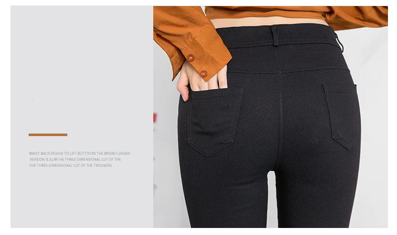BIVIGAOS Women's Autumn New Zipper Button Pencil Pants Korean Black Leggings Ladies Elastic Skinny Slim Trousers Women