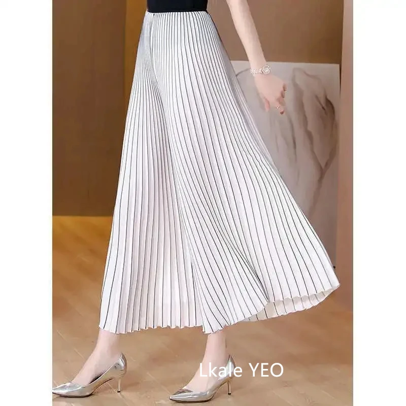 Women's Pleated Pants 2025 Spring Summer Fashion Slim Loose Ladies Trousers High Waisted Straight Femme Wide-leg Pants