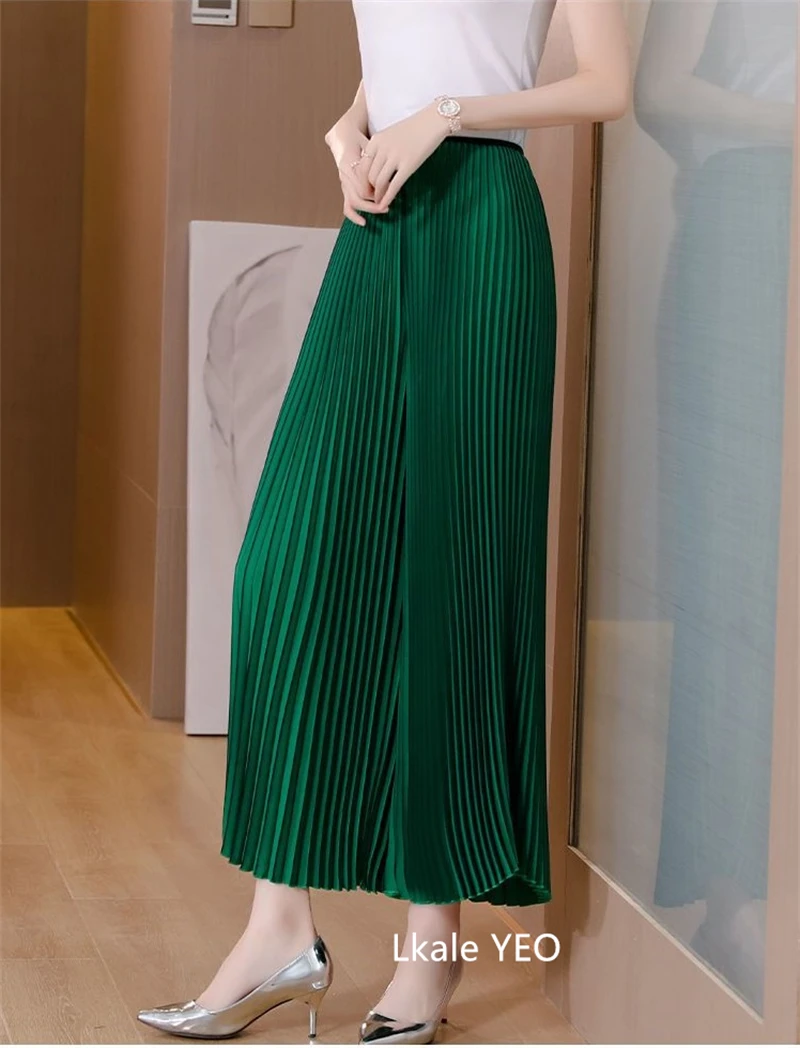 Women's Pleated Pants 2025 Spring Summer Fashion Slim Loose Ladies Trousers High Waisted Straight Femme Wide-leg Pants