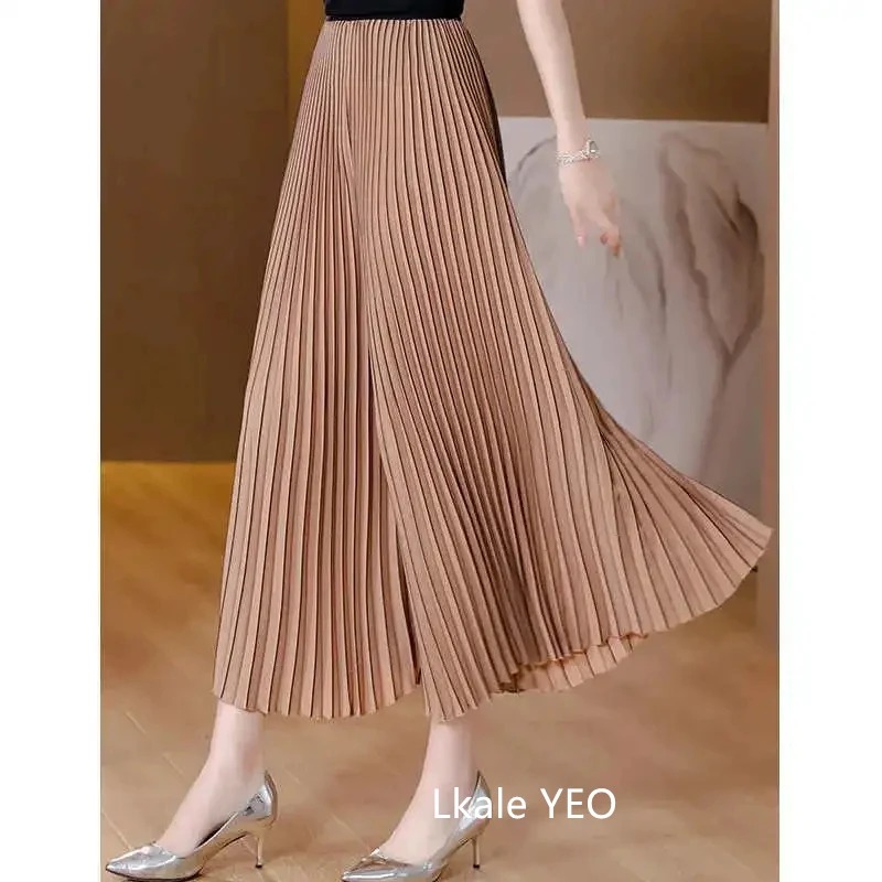 Women's Pleated Pants 2025 Spring Summer Fashion Slim Loose Ladies Trousers High Waisted Straight Femme Wide-leg Pants