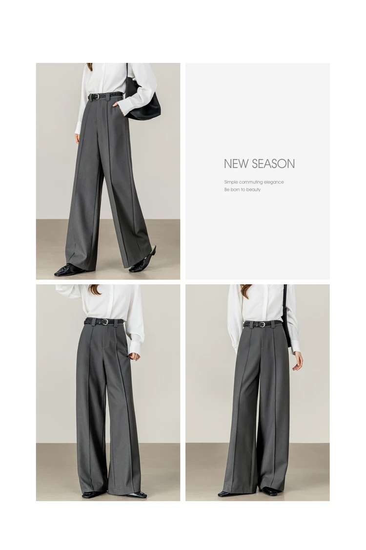 SENTUBILA Women's Straight Leg Pants Autumn 2026 High Waist Commuter 3D Mid-Stitch Detail Comfortable Casual Trousers 153K87890