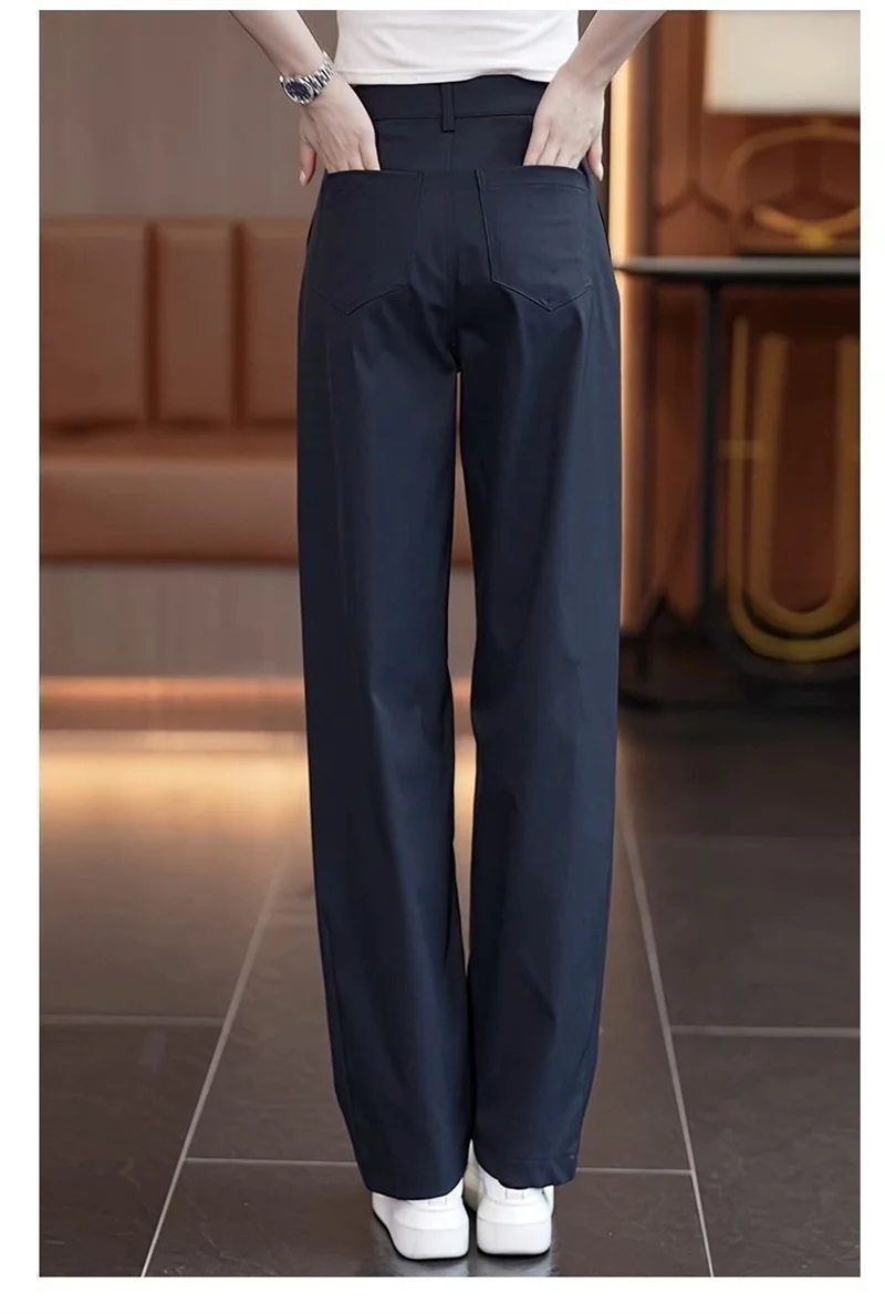 New Wide-Leg Overalls Pants Women Korean Spring Autumn  High Waist Loose All-Match Casual Narrow Straight Pants Female Trousers