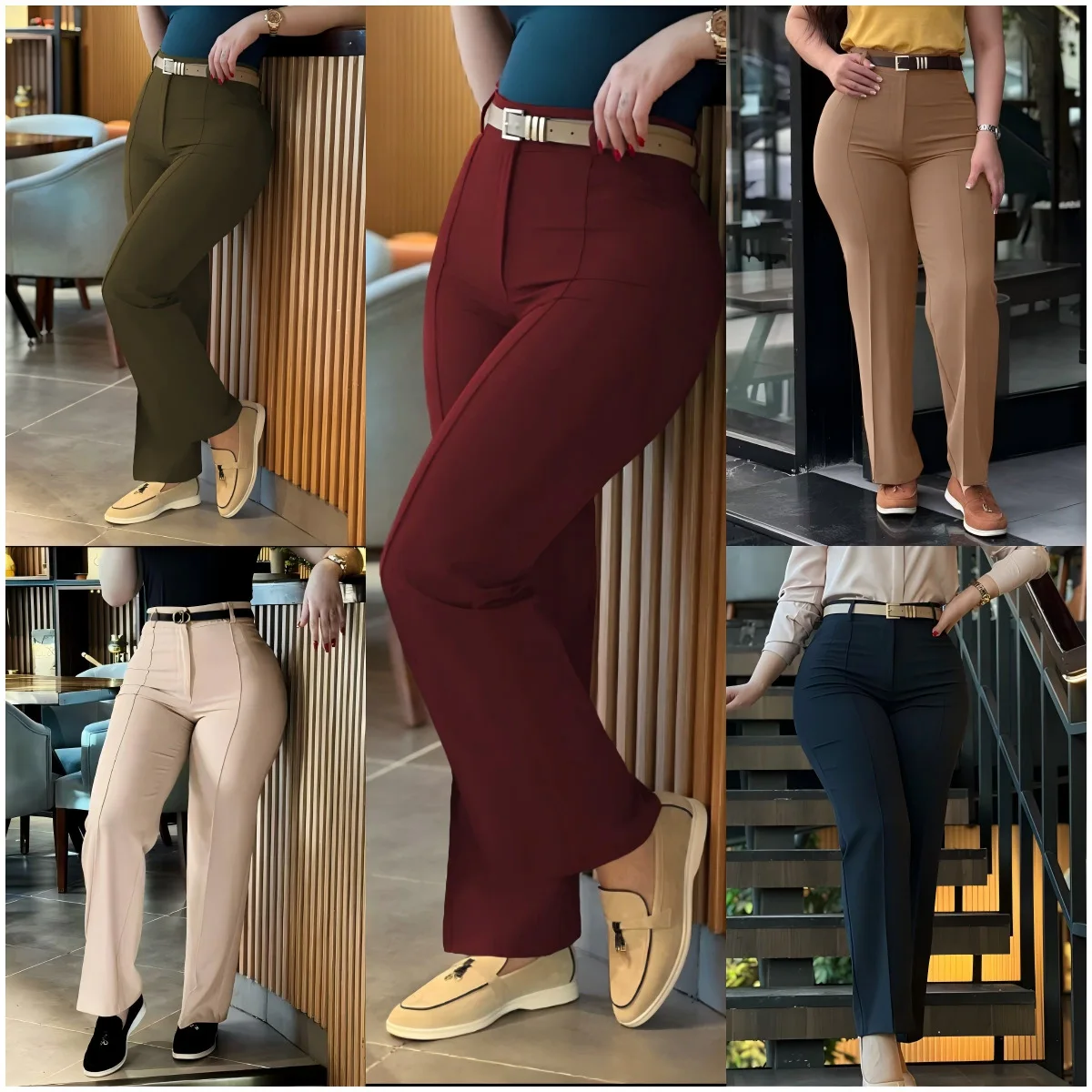 Women's Pants Spring Autumn High Waist Straight Leg Work Pants New Fashion Solid Long Pants Slim Fit Elegant Pants Female