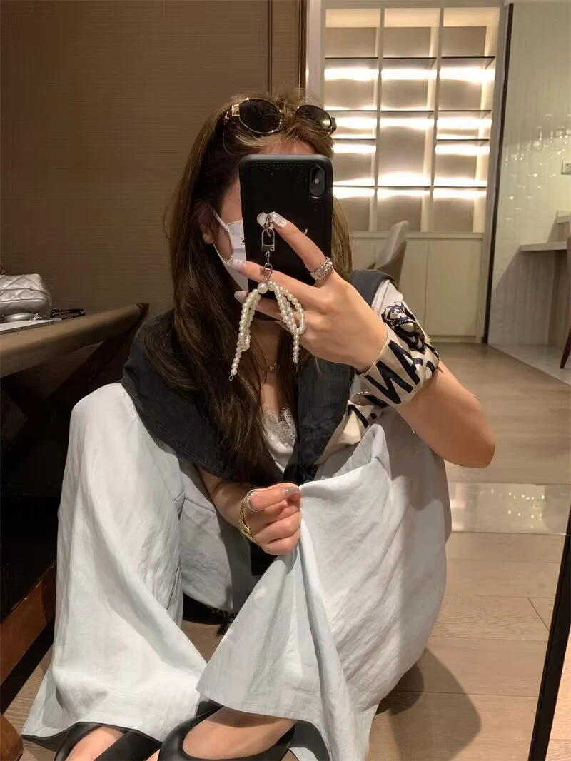 Elegant White Wide Leg Pants Women Fashion Streetwear Linen Black Baggy Pants Summer Korean High Waist Casual Straight Trousers