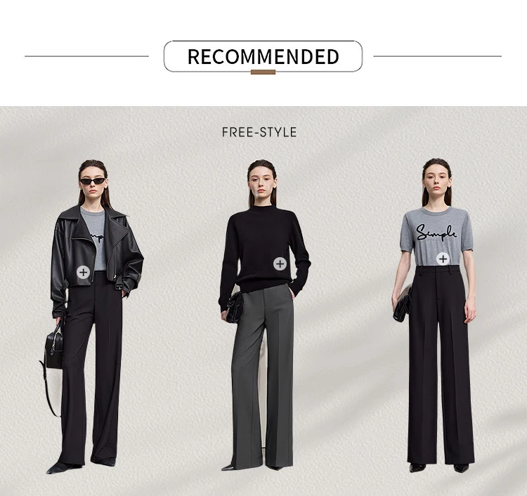 AMII 2026 Autumn Wide Leg Pants Minimalism Solid Elegant Office Lady Slim Long Pants Casual Loose Business Trousers 12543034