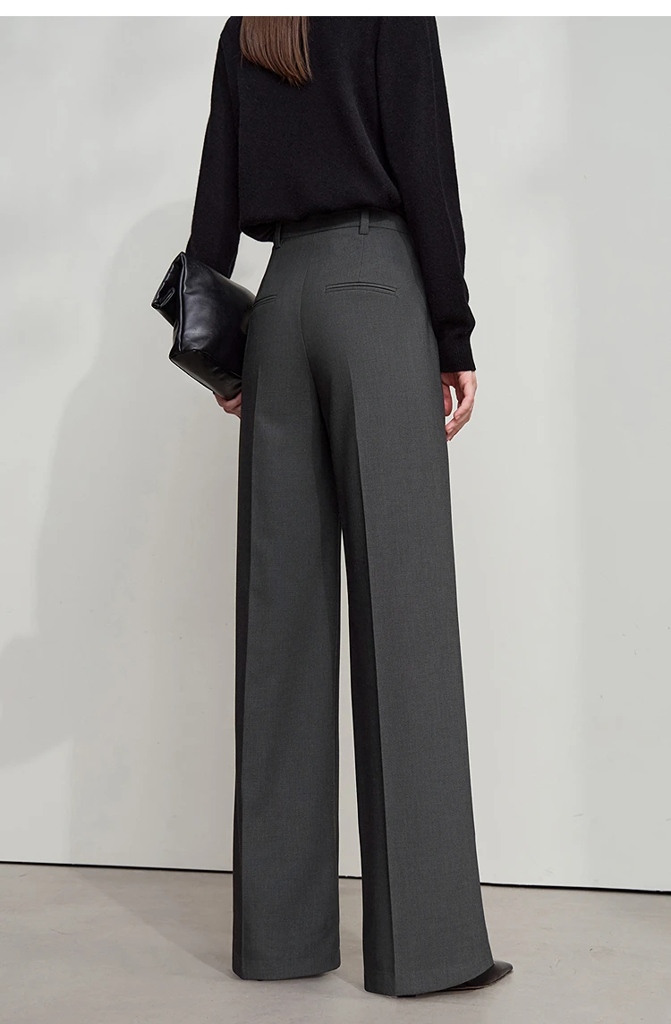 AMII 2026 Autumn Wide Leg Pants Minimalism Solid Elegant Office Lady Slim Long Pants Casual Loose Business Trousers 12543034