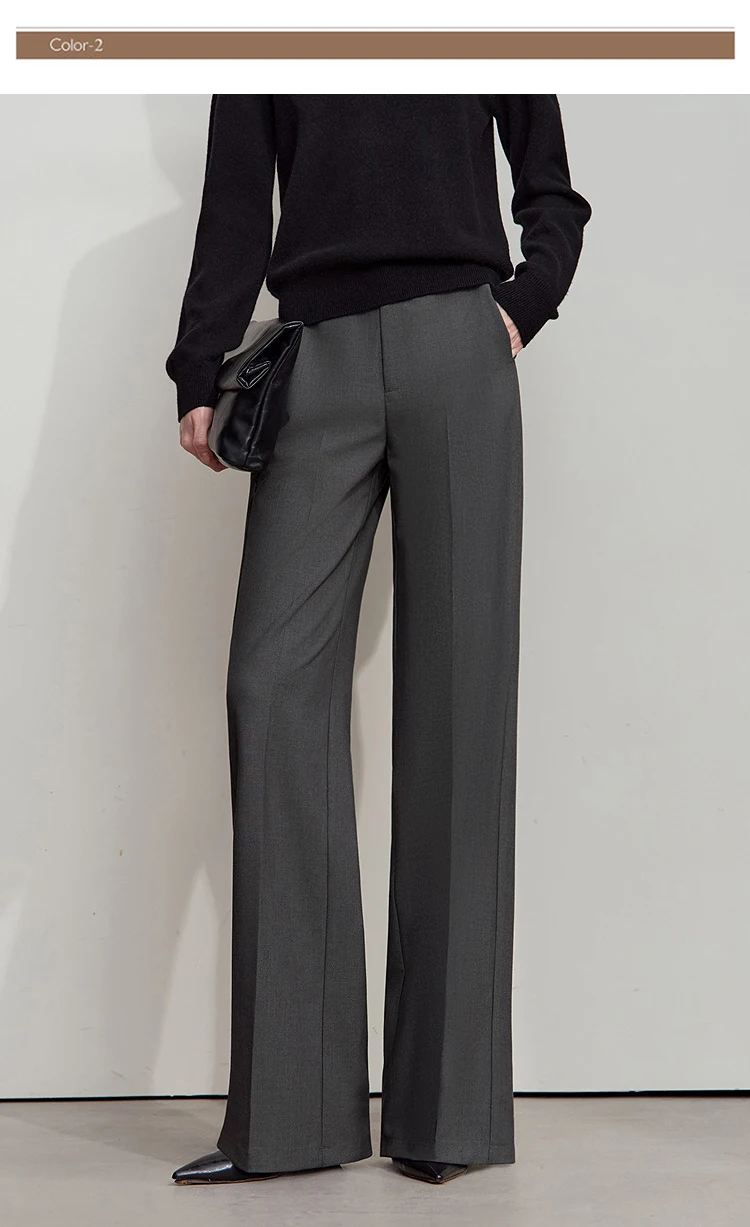 AMII 2026 Autumn Wide Leg Pants Minimalism Solid Elegant Office Lady Slim Long Pants Casual Loose Business Trousers 12543034