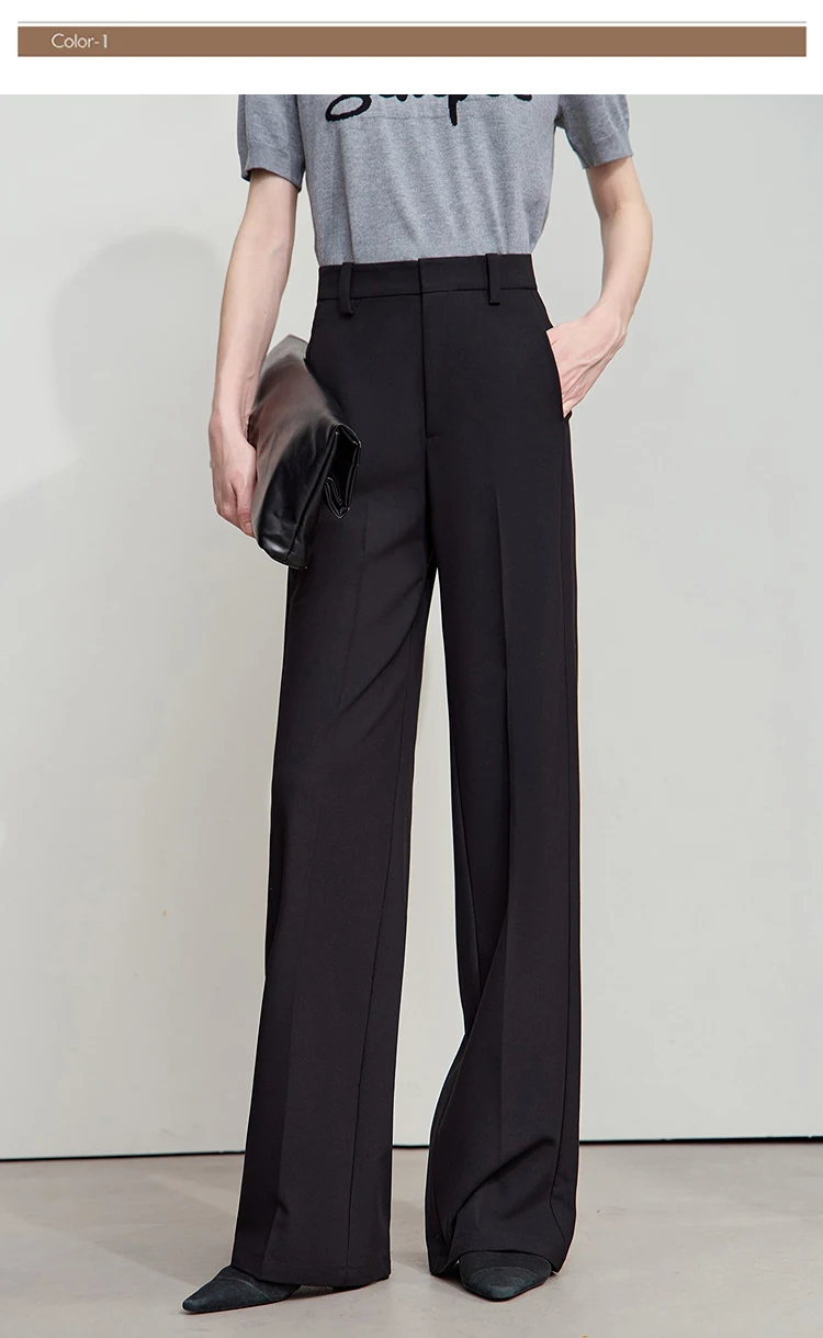 AMII 2026 Autumn Wide Leg Pants Minimalism Solid Elegant Office Lady Slim Long Pants Casual Loose Business Trousers 12543034