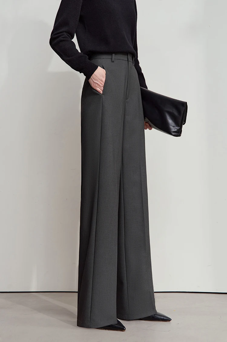 AMII 2026 Autumn Wide Leg Pants Minimalism Solid Elegant Office Lady Slim Long Pants Casual Loose Business Trousers 12543034