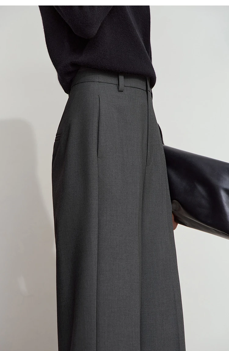 AMII 2026 Autumn Wide Leg Pants Minimalism Solid Elegant Office Lady Slim Long Pants Casual Loose Business Trousers 12543034