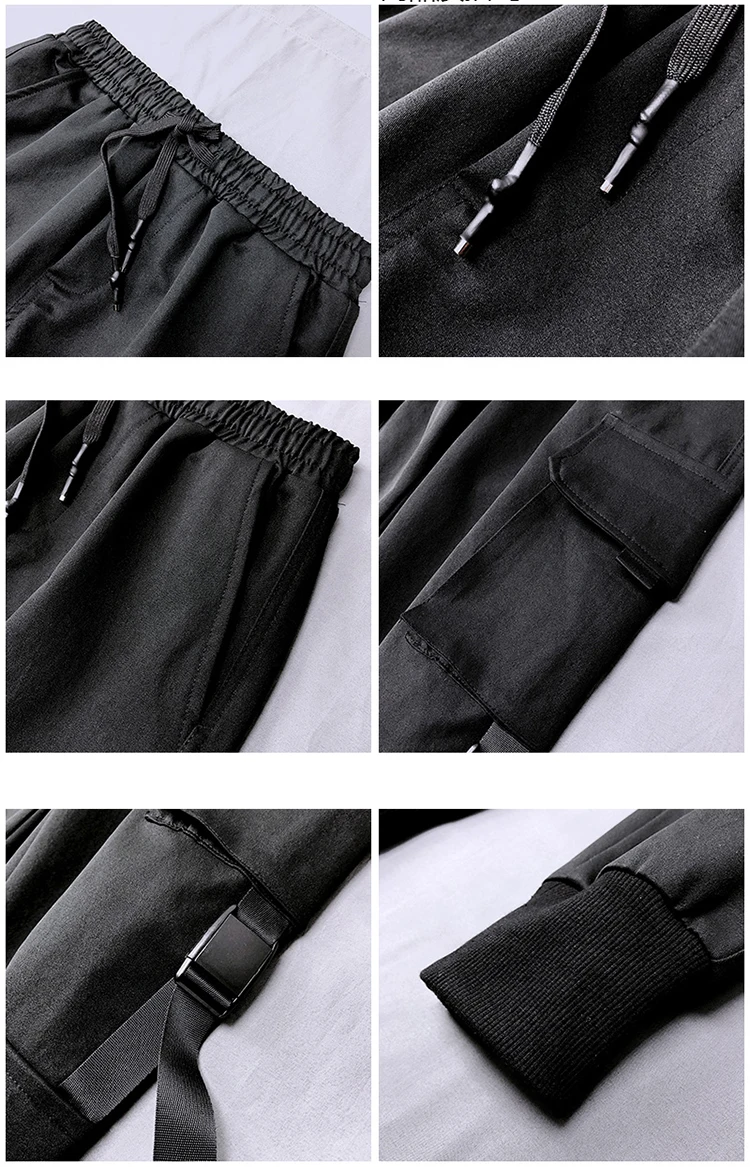 Fashion Black Cargo Pants Women Man Summer Hip Hop Streetwear Harajuku Pockets Harem Trousers Joggers Pants