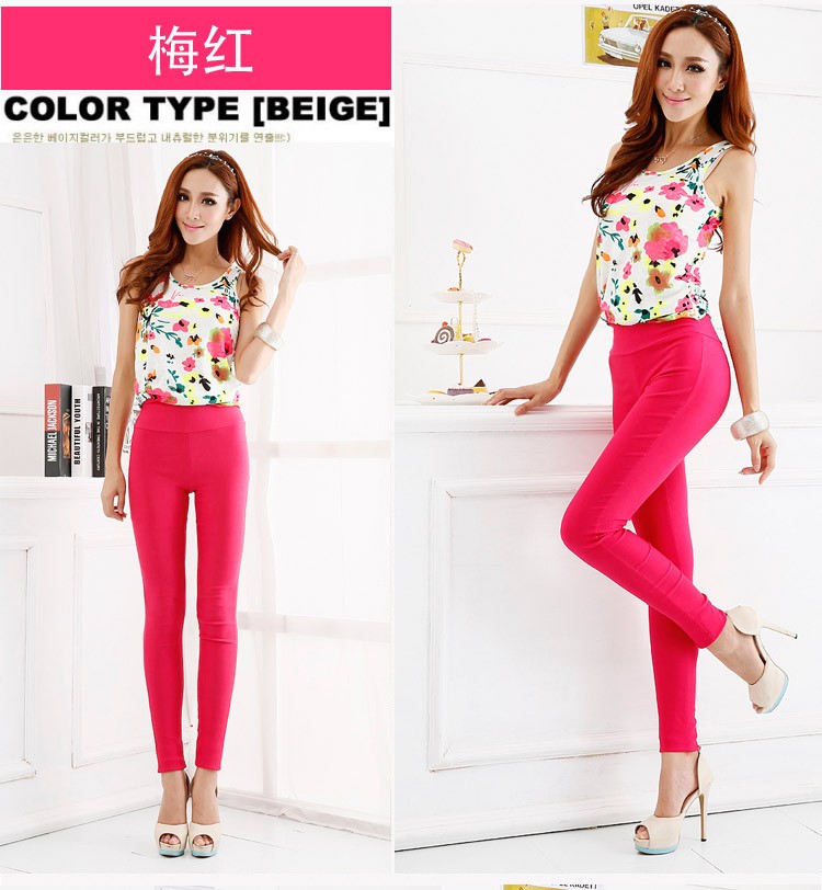 S-6XL15 Colors New Winter clothes Women's Pants Fashion Candy Color Skinny high waist elastic Trousers Fit Lady Pencil Pants