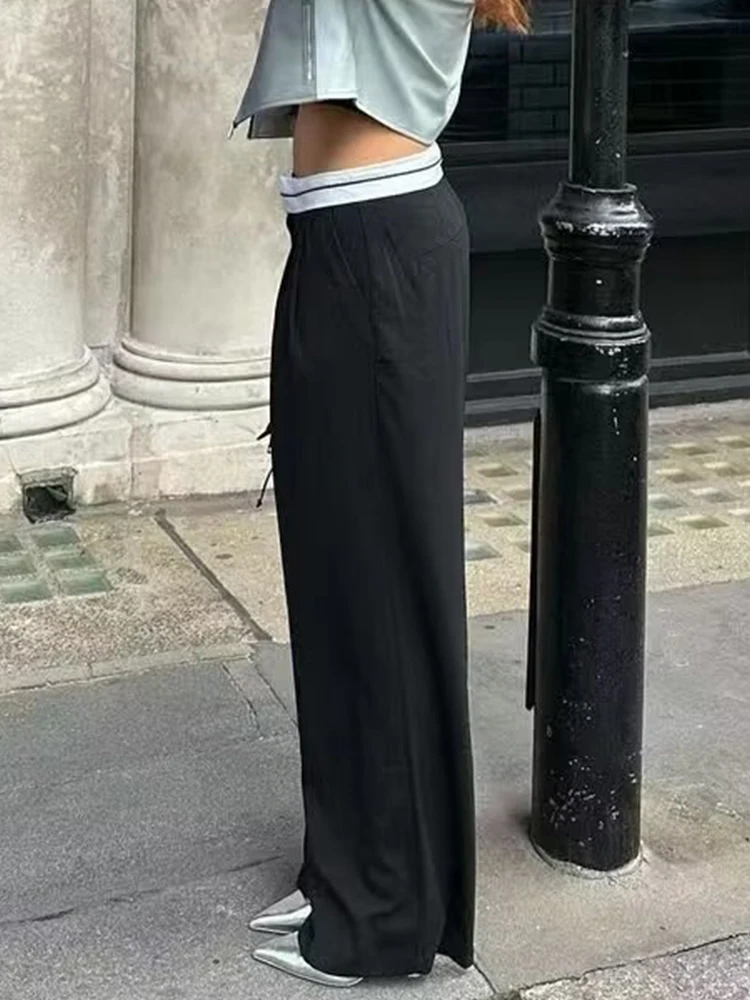 SLTNX 2026 Women Fashion Side Pockets Patchwork Straight Pants Vintage High Waist Zipper Fly Female Casual Trousers
