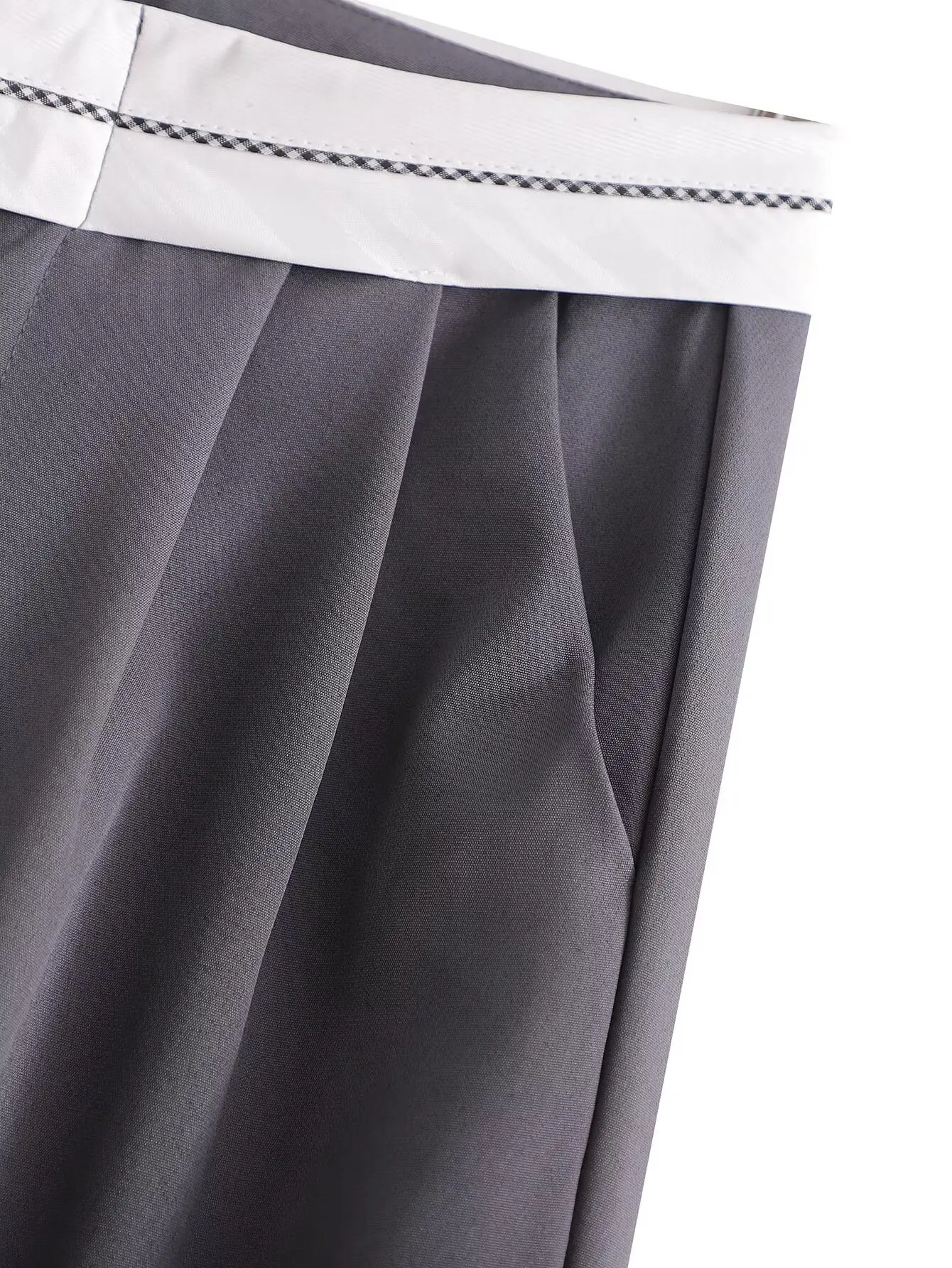 SLTNX 2026 Women Fashion Side Pockets Patchwork Straight Pants Vintage High Waist Zipper Fly Female Casual Trousers