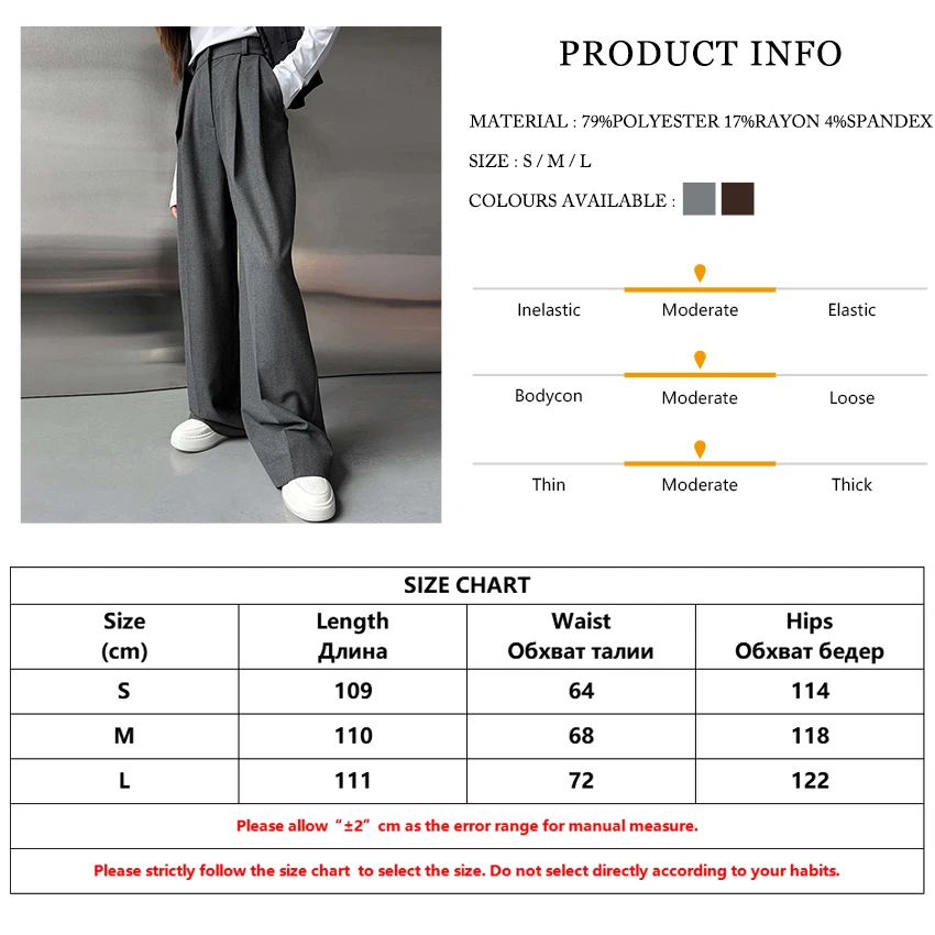 Clacive Fashion Loose Gray Office Women Pants Casual High Waist Wide Pants Elegant Classic Full Length Trousers Female Clothing