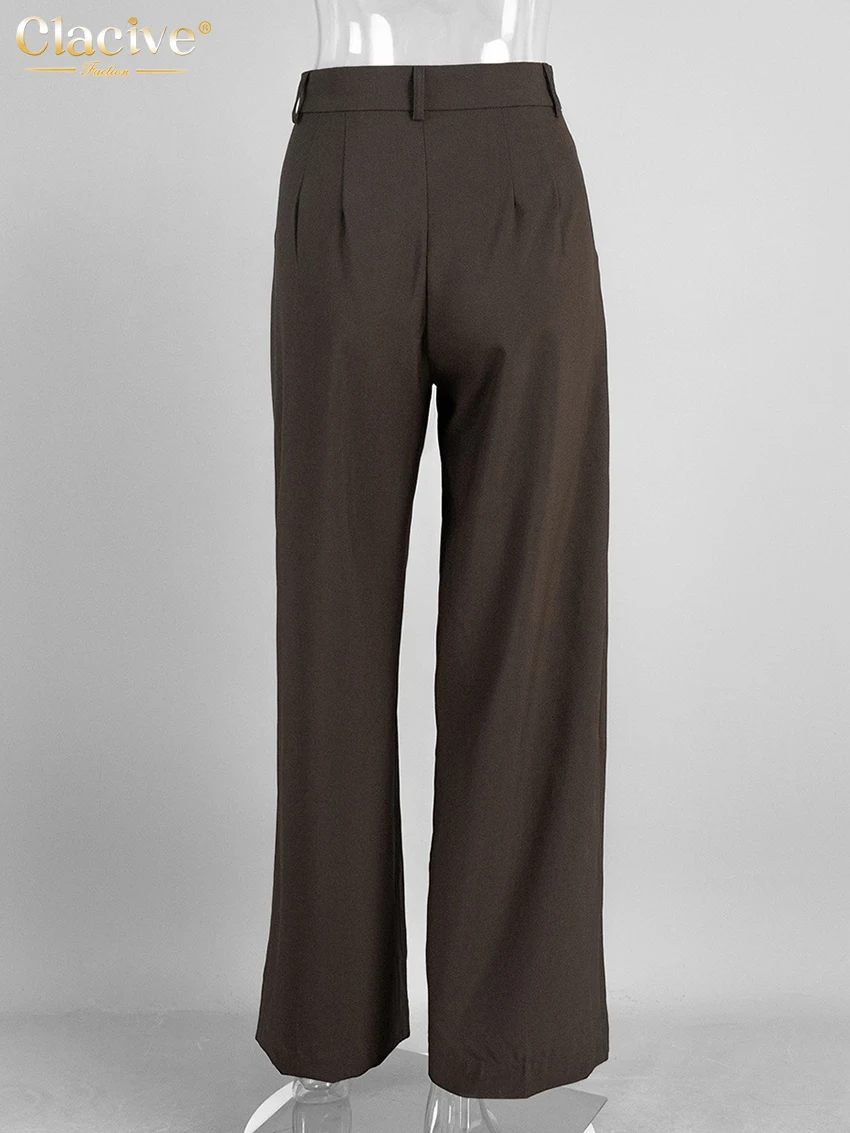 Clacive Fashion Loose Gray Office Women Pants Casual High Waist Wide Pants Elegant Classic Full Length Trousers Female Clothing