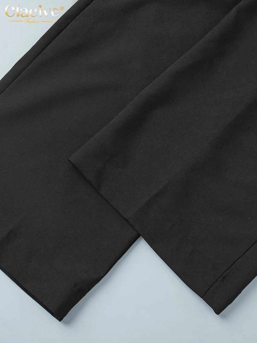 Clacive Fashion Loose Gray Office Women Pants Casual High Waist Wide Pants Elegant Classic Full Length Trousers Female Clothing