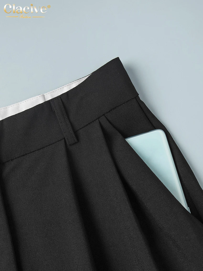 Clacive Fashion Loose Gray Office Women Pants Casual High Waist Wide Pants Elegant Classic Full Length Trousers Female Clothing