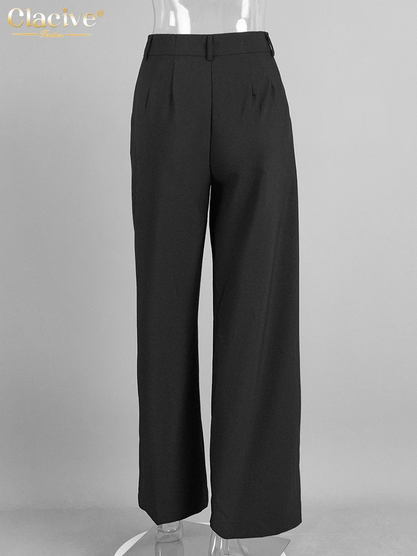 Clacive Fashion Loose Gray Office Women Pants Casual High Waist Wide Pants Elegant Classic Full Length Trousers Female Clothing