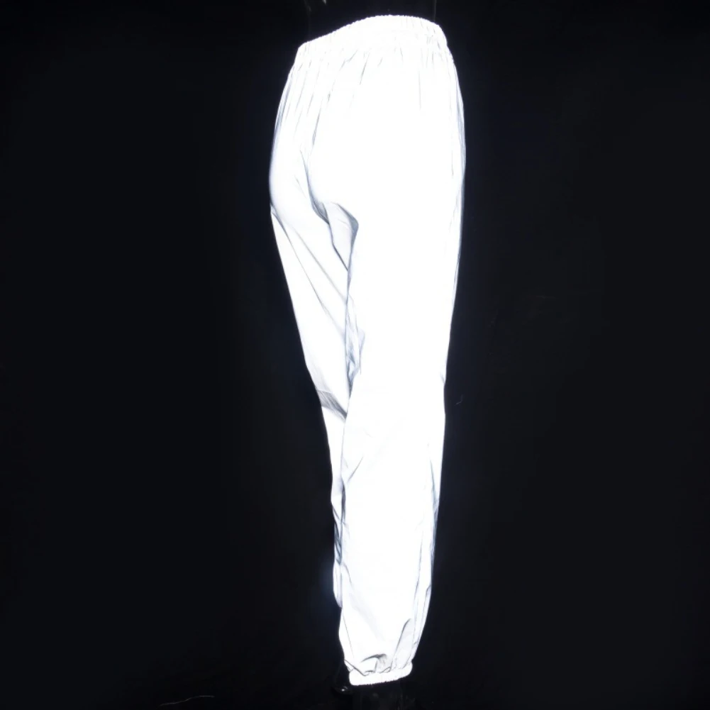 Women Sweatpant Flash Reflective Pants High Waist Joggers Hip Hop Dance Show Party Night Jogger Lady Baggy Street Wear Trousers