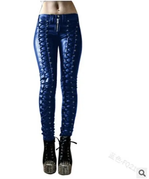 Street Gothic Straps PU Leather Pants Harajuku Vintage Solid Color Mid-waist Casual Pencil Trousers Tide 2022 Autumn Winter New
