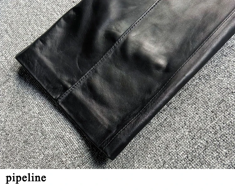 Mopping Pants For Women Genuine Leather Classic Female Straight Pipeline Suit Taller Trousers Mujer Long Legs Casual Streetwear